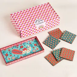 Chumbak 7-Pcs Red & Green Blooming Buds Serveware Gift Set-10