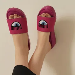 HASTEN Printed Open Toe Flatform Heels-17