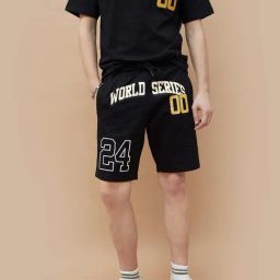 Fame Forever By Lifestyle Black Cotton Regular Fit Printed Shorts-image-7