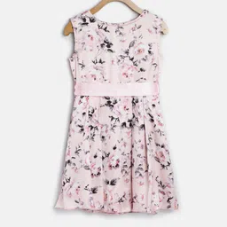 StyleStone Girls Pink Floral Print Fit & Flare Dress-image-28