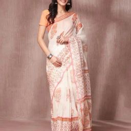 Fabindia White Pulkari Saree-picture-26