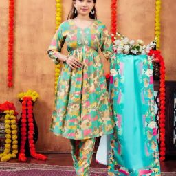 Aarika Girls Green Printed Kurti-image-101