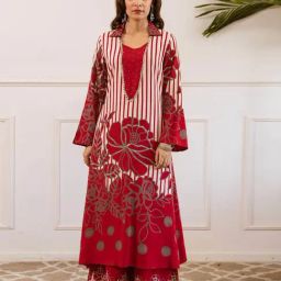 Autumnlane Red Bakul Chili Print Regular Fit Kurta Pant Set-picture-38
