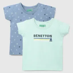 United Colors of Benetton Infant Boys Mint & Blue Cotton Printed T-shirt (Pack of 2)-picture-4