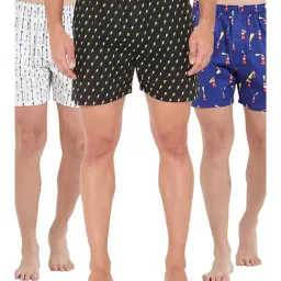 XYXX Black & Blue Printed Cotton Boxers (Pack Of 3)-image-28
