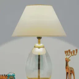 Kapoor E Illuminations 'Tiered' White & Tranparent Glass Table Lamp - Set of 1-image-77