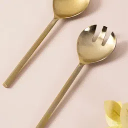 Nestroots Solid Gold Stainless Steel Serving Cutlery - Set of 2-24