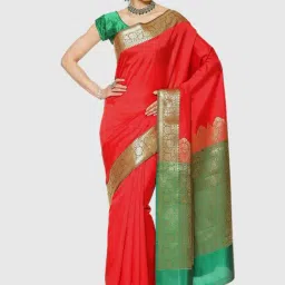Banarasi Silk Works Red Woven Saree With Unstitched Blouse-picture-46