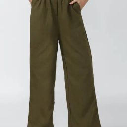 Van Heusen Olive Green Mid Rise Parallel Trousers-image-91