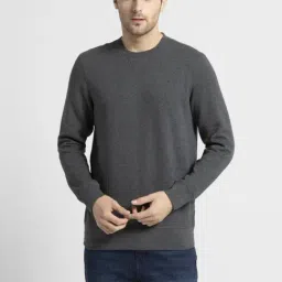 Van Heusen Athleisure Regular Fit Ultra Soft Crew Neck Solid Sweatshirt - Charcoal Melange-picture-13