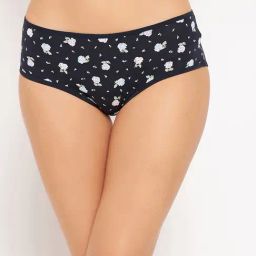 Clovia Navy Cotton Floral Print Hipster Panty-image-97