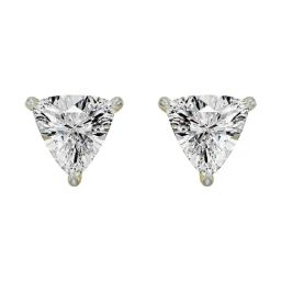 EMORI 18k (750) Yellow Gold 0.5 CT Trillion Curved Solitaire Studs for Women-image-3