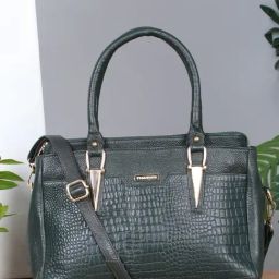 Teakwood Leathers Green Texture Leather Handheld Bag-image-40