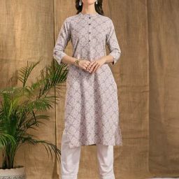 Fashor Lavender Cotton Floral Kurti-picture-33