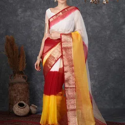 DIVASTRI Colourblocked Zari Organza Saree-image-15