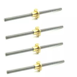 Invento 200mm (0.2 mtr) SS304 Threaded Rod M12 12mm OD + M12 nut 1.75mm Pitch 12mm T Nut Brass round Flange Single Nut for 3D Printer CNC Robotics ISC 1965-2B-22