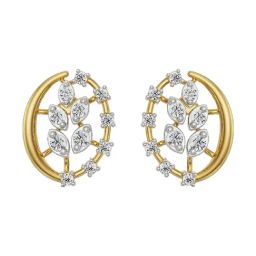 EMORI 18k (750) Yellow Gold Leafy Diamond Studs for Women-image-24