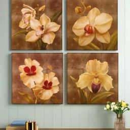 Art Street Beige Canvas Colorful Orchids Floral Wall Painting - Set of 4-29