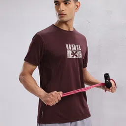 HRX by Hrithik Roshan Brand Logo Printed Rapid Dry Training Tshirt-image-3