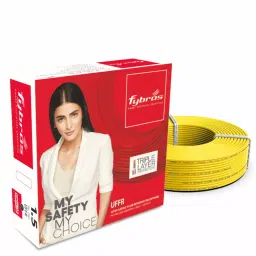 Fybros 1.5 Sq.mm 1 Core UFFR Wire Yellow (90 m)-picture-1