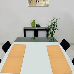 Saral Home 4Pcs Yellow Textured Table Placemats-4