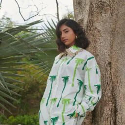 Khajoor Studio White & Green Sundaze Statement Khajoor No.1 Shirt-image-4