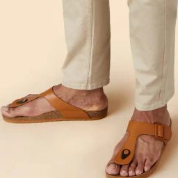 Neemans Men's Cork Tan T-Strap Sandals-11