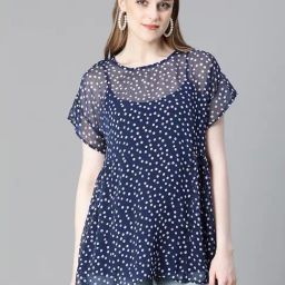 Oxolloxo Blue & White Printed Top-8