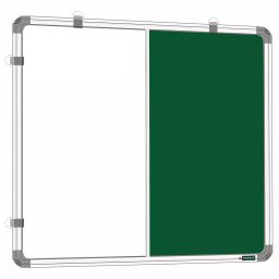 YAJNAS 60.96 x 60.96 cm (2x2 Feet) White and Green Aluminium Frame Non-Magnetic Whiteand Green Chalkboard Combination Board For Home Collage Officeand School With Hanging Clip Combination Board-8