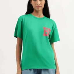 United Colors of Benetton Green Cotton Printed T-Shirt-image-100