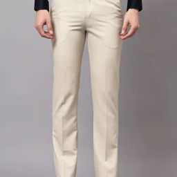 Cantabil Fawn Regular Fit Texture Trousers-image-54