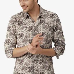 Rare Rabbit Beige Regular Fit Floral Shirt-image-62