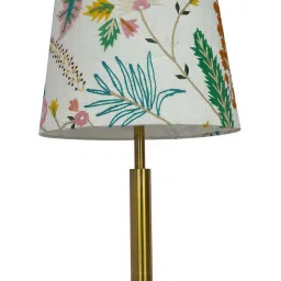 FOS LIGHTING Transitional Brushed Golden & White Steel Table Lamp With Fabric Shade image 4