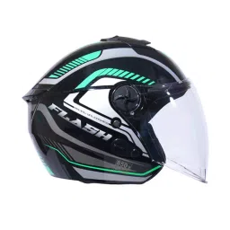 HIKER by Varroc FLASH PRO MAX Helmet Gloss Black & Green Small 580 mm Half Face, HD3-45