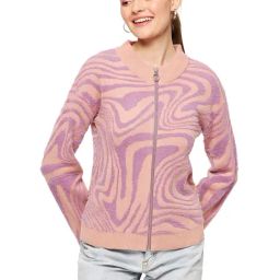 MADAME Dusty Pink Acrylic Blend Self Sweater-image-80