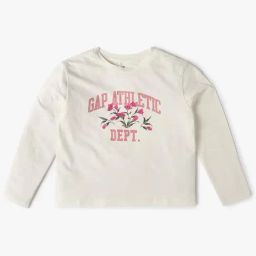 GAP Girls White Cotton Graphic T-Shirt-image-85