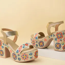 Rocia by Regal Women's Golden Ankle Strap Sandals-image-30