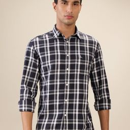 Parx Tartan Checks Checked Spread Collar Pure Cotton Slim Fit Shirt-picture-49