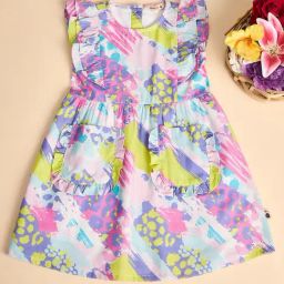 StyloBug Girls Multi Knee Length All Over Print Dress-image-97
