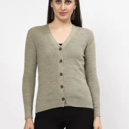 Kalt Green Self Design Long Sleeves Cardigan-21
