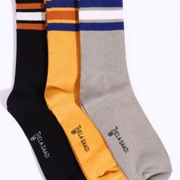 Thela Gaadi Unisex Pack Of 3 Calf Length Stripes Socks-image-54