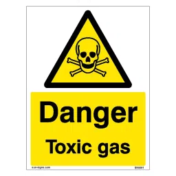 SUNSIGNS Danger Toxic Gas Signages Size 150x100 mm HP Print + Vinyl, SN0061-23