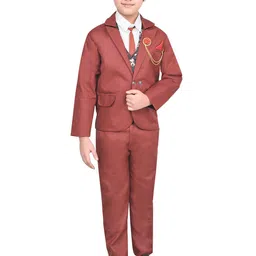 SA COLLECTION Boys Notched Lapel Collar Single-Breasted Four-Piece Suit-image-91