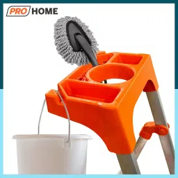Pro Home 3 Steps Aluminium Ladder Front Step 120 cm Load Capacity 250 Kg With Platform & Tool Tray Orange image 4