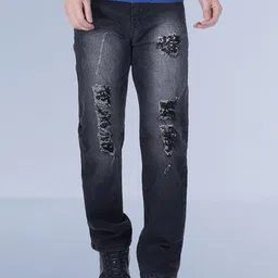Metronaut Men Classic Tapered Fit Highly Distressed Heavy Fade Denim GreyJeans-image-11