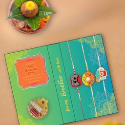 Yellow Bee Set Of 3 Wraparound Rakhi With Roli Chawal-37