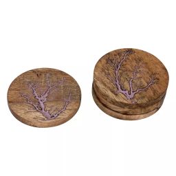 Screw Tight Wooden Round Shape Coaster Set CTR066 (Pack of 4 Pcs)-92