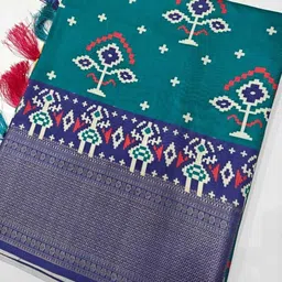 SSHAGUN LIFESTYLE Light Blue Hand Painted Bollywood Dupion Silk Saree-image-40