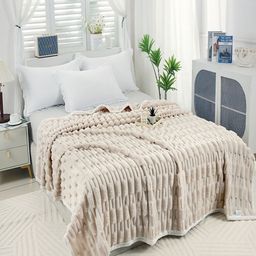 JC HOME White & Cream-Coloured AC Room 400 GSM Single Bed Blanket-image-79