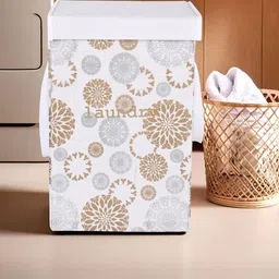Myntra Elegant Homes White & Brown Printed Foldable Laundry Bags - 75 L-34